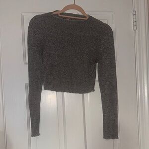 Gray Long Sleeve Cropped Top